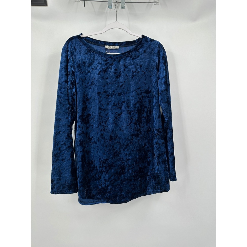 Womens Boho Chic Velvet Top Size XL Jewel Tone Minimalist Shimmer Evening